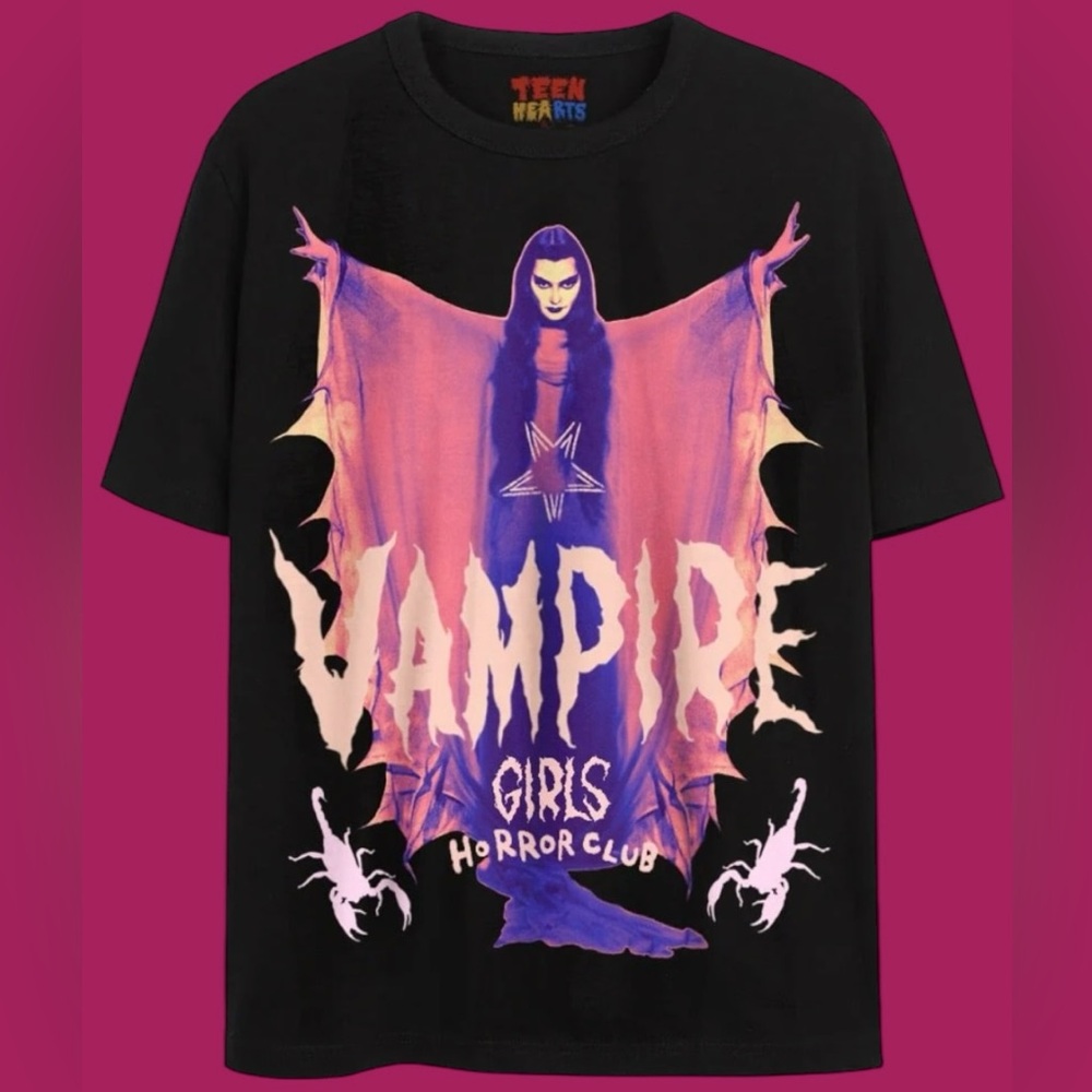 Vampire Girls Horror Club Teen Hearts, Black Short Sleeve Unisex T-shirt Large